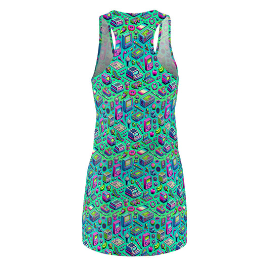 Y2k Revival Nostalgic Futurism Women's Cut & Sew Racerback Dress - 8404 Design-48