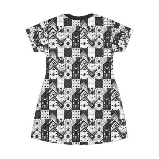 Digital Minimalism Minimalist Tech T-Shirt Dress - 8404 Design-50