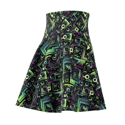 Tech-Tonal Graphics Tech-Forward Streetwear Women's Skater Skirt - 8404 Design-62