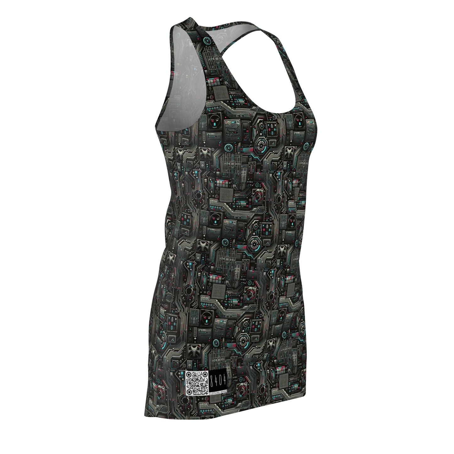 Tech Noir Aesthetics Sleek Tech Streetwear Women's Cut & Sew Racerback Dress - 8404 Design-52