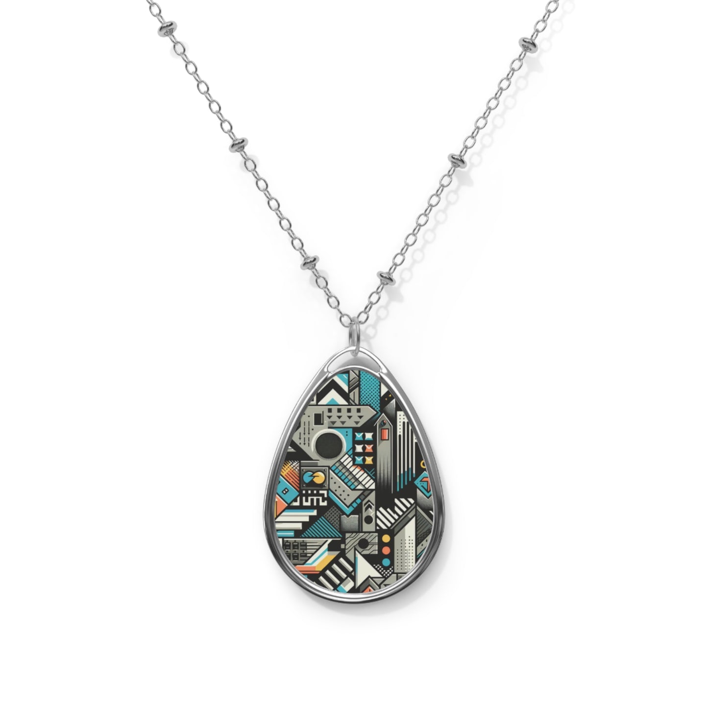 Digital Street Art Urban Street Style Oval Necklace - 8404 Design-81