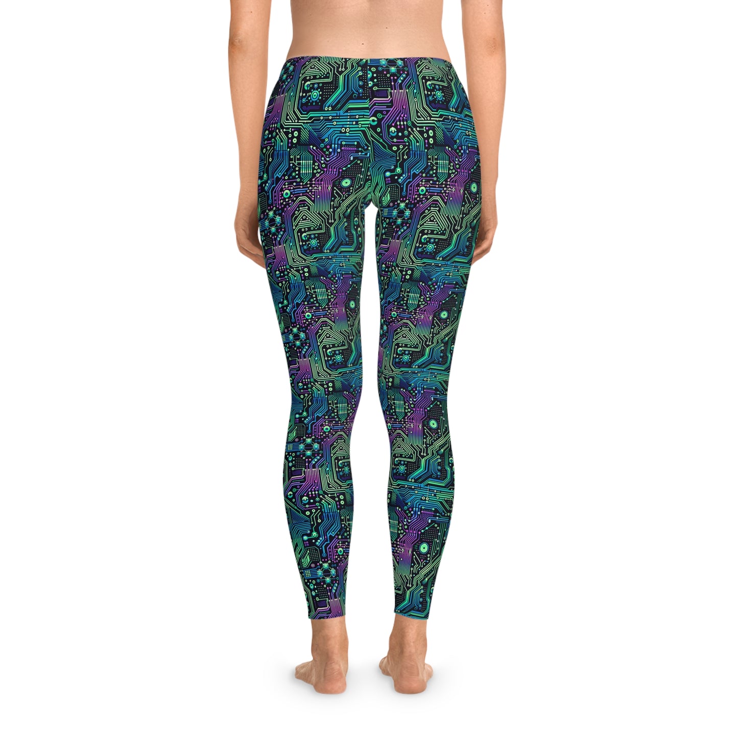 Tech-Infused Neon Tech-Forward Streetwear Stretch Leggings - 8404 Design-66