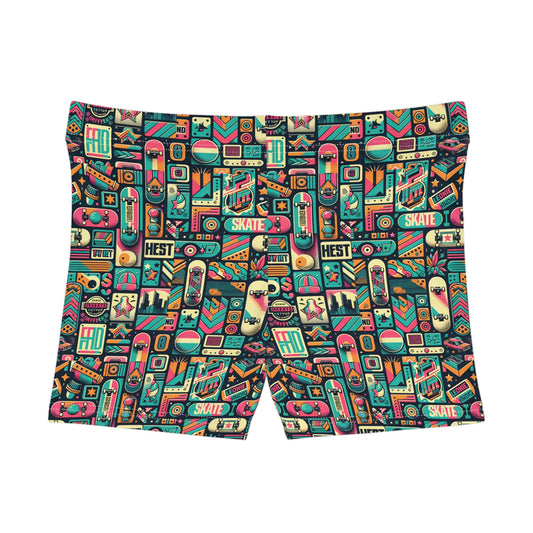 Skate Culture Revival Urban Retro Cool Women's Shorts - 8404 Design-61