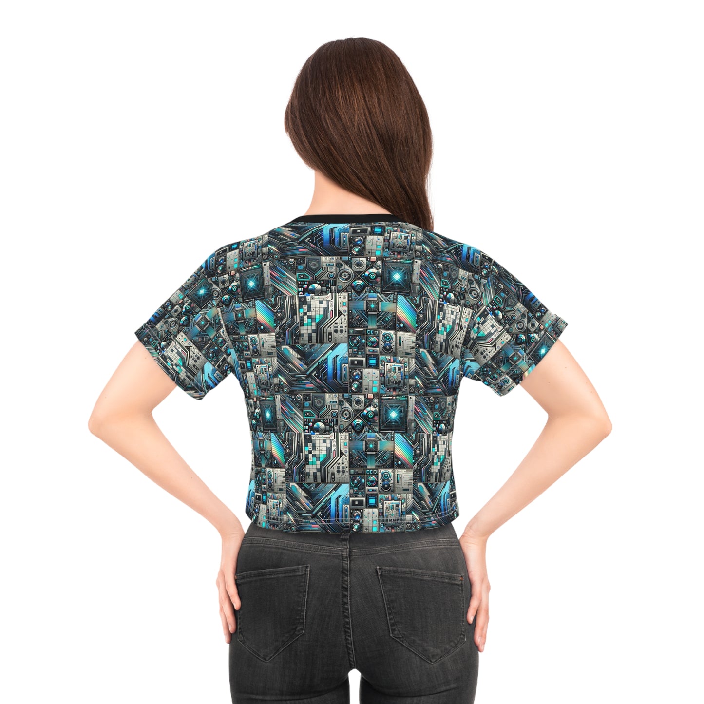 Tech-Infused Futurism Sleek Tech Edge Crop Tee - 8404 Design-48