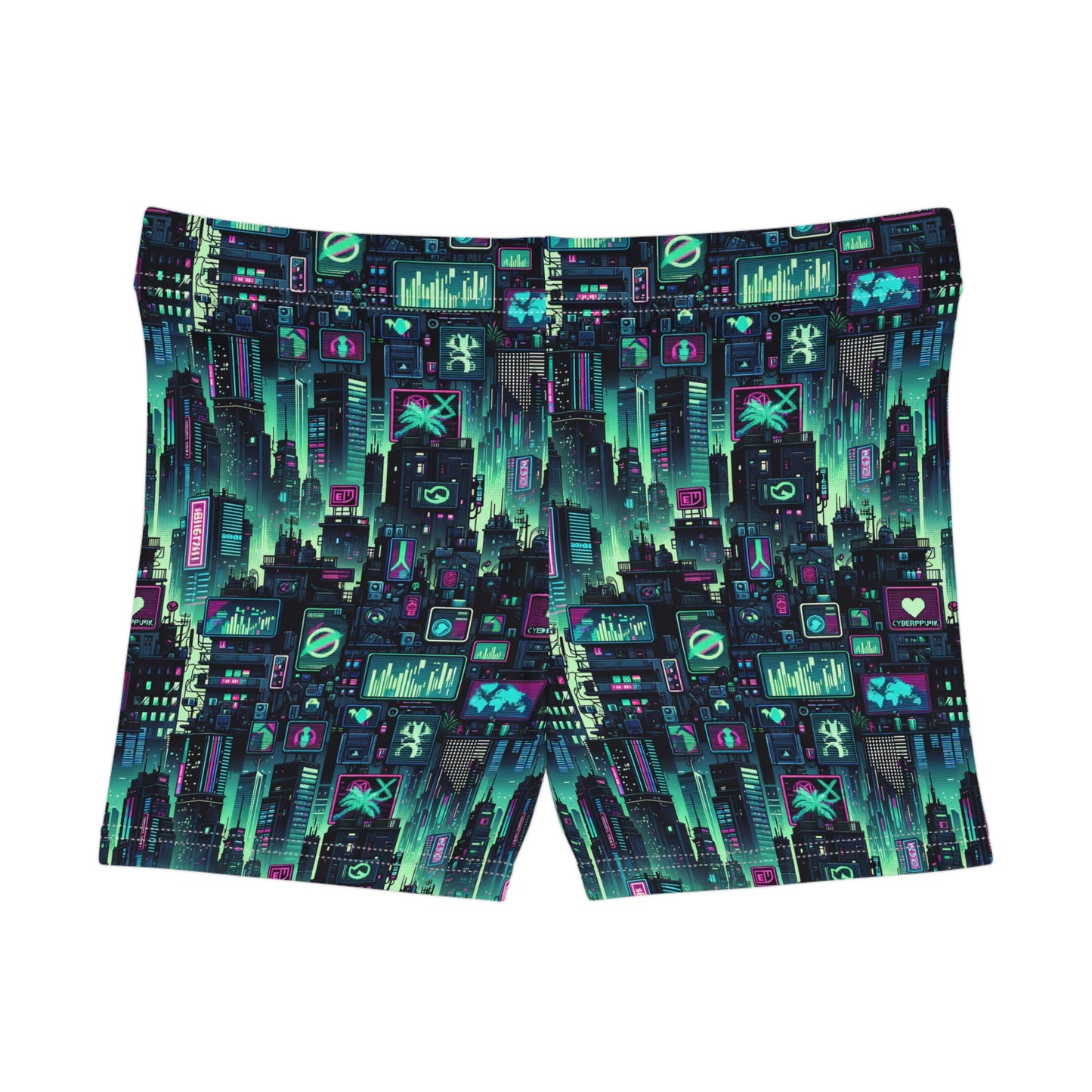 Tech Noir Graphics Futuristic Cyberpunk Women's Shorts - 8404 Design-52