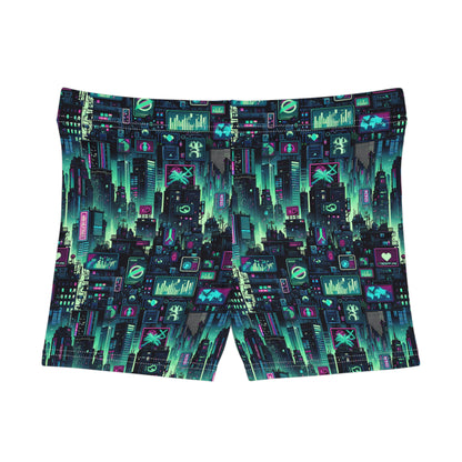 Tech Noir Graphics Futuristic Cyberpunk Women's Shorts - 8404 Design-52