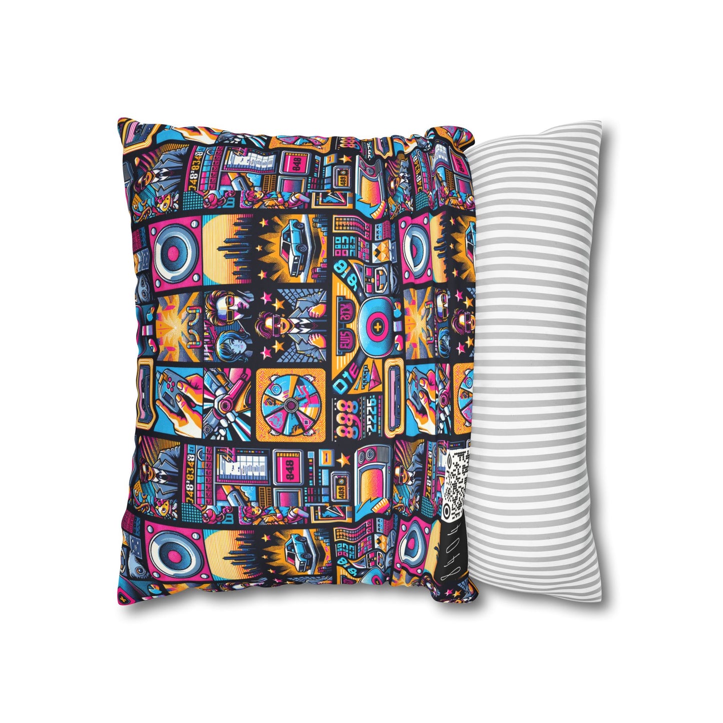 Digital Pop Culture Mashup Maximalist Pop Faux Suede Square Pillowcase - 8404 Design-52
