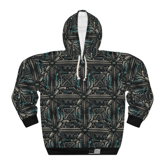 Tech Noir Futuristic Tech Aesthetic with a Dark Twist Pullover Hoodie - 8404 Design-59