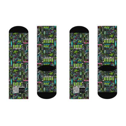 Tech-Forward Graphics Tech-Inspired Streetwear Cushioned Crew Socks - 8404 Design-46