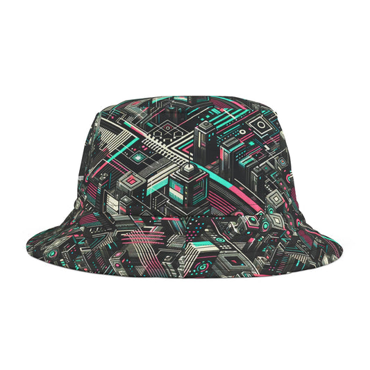 Digital Dreamland Tech-Inspired Streetwear Bucket Hat - 8404 Design-51