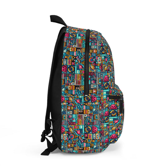 Digital Pop Culture Mashup Maximalist Pop Backpack - 8404 Design-47