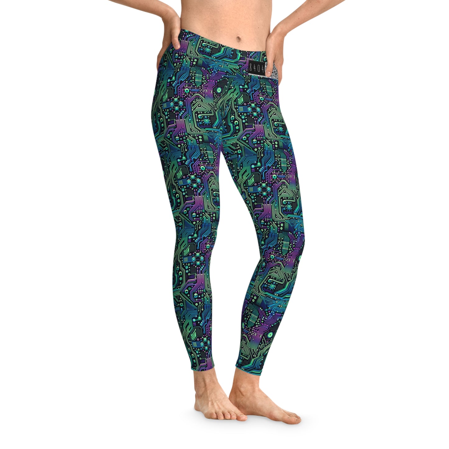 Tech-Infused Neon Tech-Forward Streetwear Stretch Leggings - 8404 Design-66