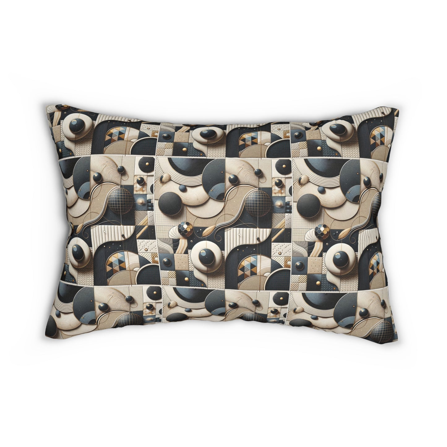 Tech-forward Luxe Streetwear Tech Luxe Fusion Spun Polyester Lumbar Pillow - 8404 Design-71 B