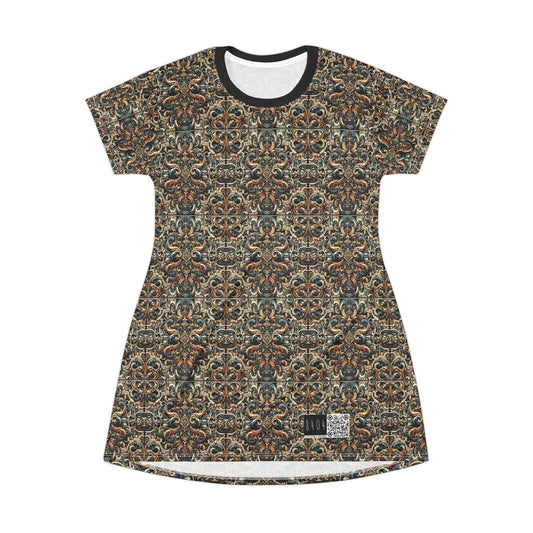 Urban Renaissance Historical Fusion With Street Edge T-Shirt Dress - 8404 Design-59