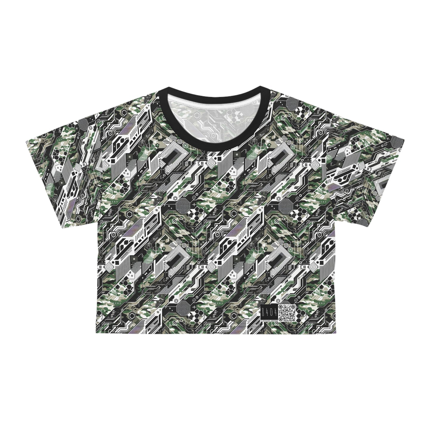 Tech Camo Fusion Tech-Forward Streetwear With a Futuristic Edge Crop Tee - 8404 Design-46