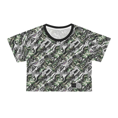 Tech Camo Fusion Tech-Forward Streetwear With a Futuristic Edge Crop Tee - 8404 Design-46
