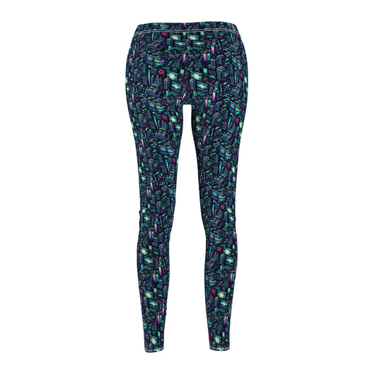 Digital Rebellion Tech-Inspired Streetwear Women's Cut & Sew Casual Leggings - 8404 Design-58