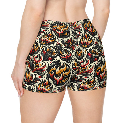 Fire & Flames Bold Streetwear Statement Women's Shorts - 8404 Design-57