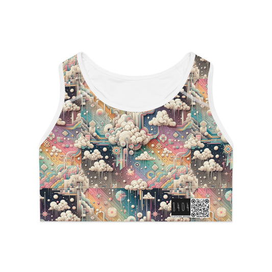 Digital Dreamland Whimsical and Nostalgic Streetwear With a Digital Twist Sports Bra - 8404 Design-52