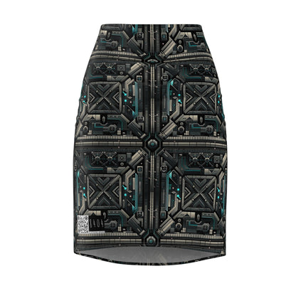 Tech Noir Futuristic Tech Aesthetic with a Dark Twist Women's Pencil Skirt - 8404 Design-59
