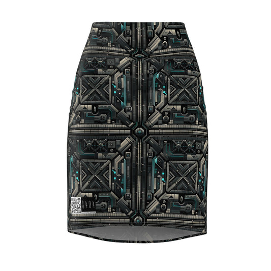 Tech Noir Futuristic Tech Aesthetic with a Dark Twist Women's Pencil Skirt - 8404 Design-59