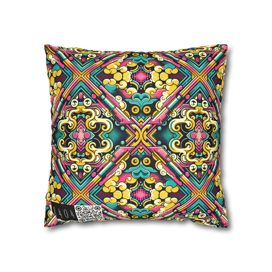 Neon Pop Art Revival Pop Culture Retro Faux Suede Square Pillowcase - 8404 Design-59