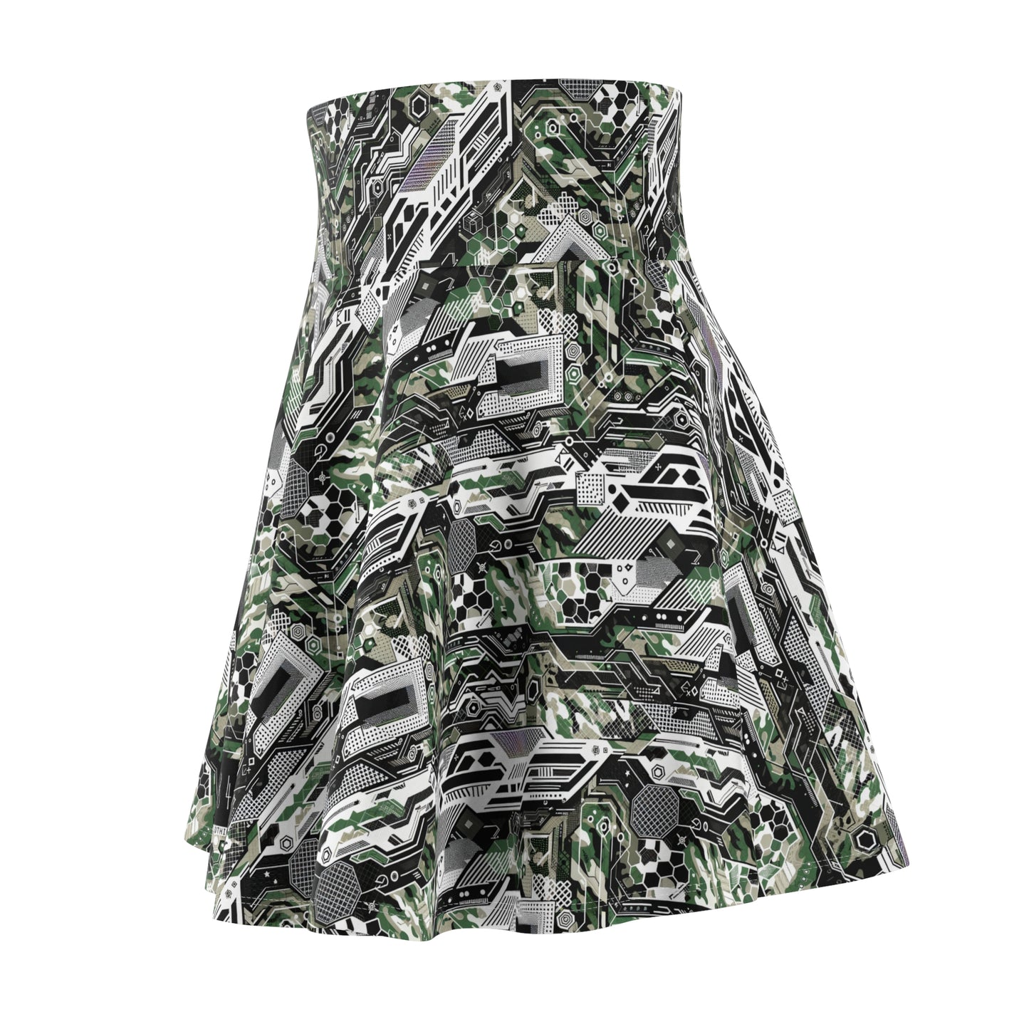 Tech Camo Fusion Tech-Forward Streetwear With a Futuristic Edge Women's Skater Skirt - 8404 Design-46