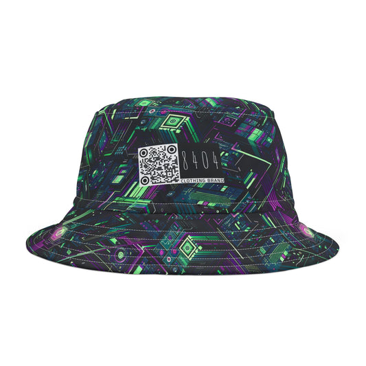 Tech Noir Aesthetics Tech-Forward Urban Dystopia Bucket Hat - 8404 Design-43