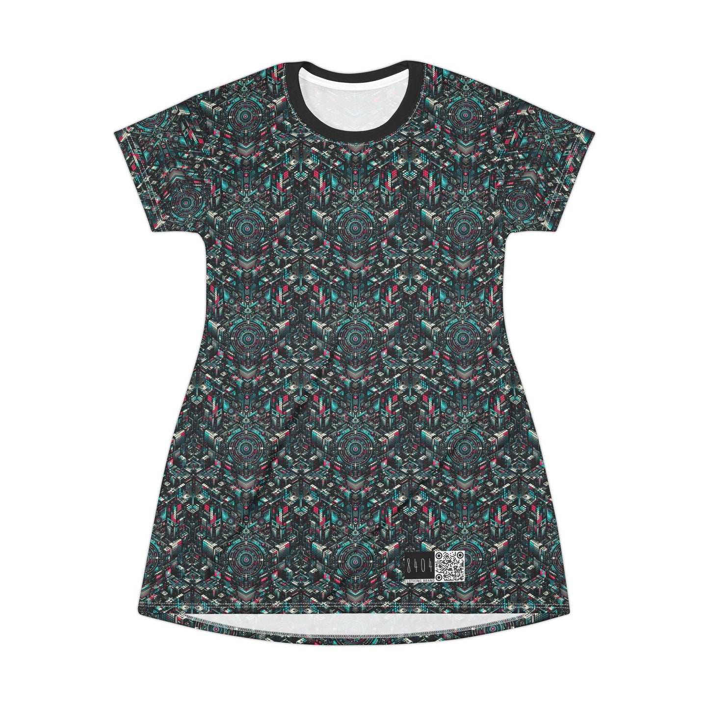 Digital Rebellion Tech-Inspired Streetwear T-Shirt Dress - 8404 Design-54