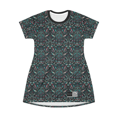 Digital Rebellion Tech-Inspired Streetwear T-Shirt Dress - 8404 Design-54