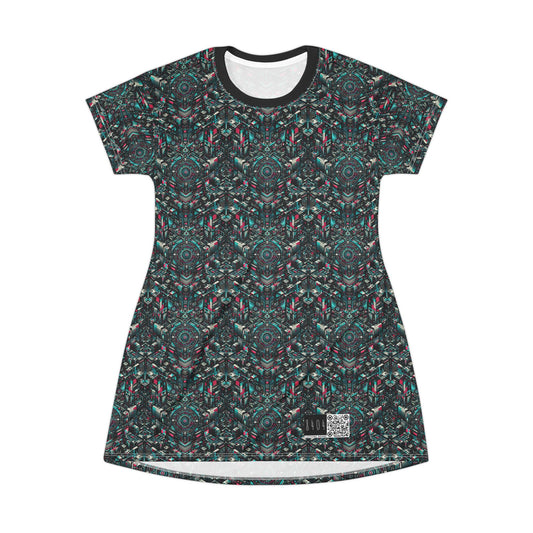 Digital Rebellion Tech-Inspired Streetwear T-Shirt Dress - 8404 Design-54