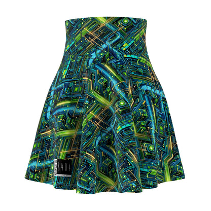 Tech-Infused Neon Tech-Forward Streetwear Women's Skater Skirt - 8404 Design-54