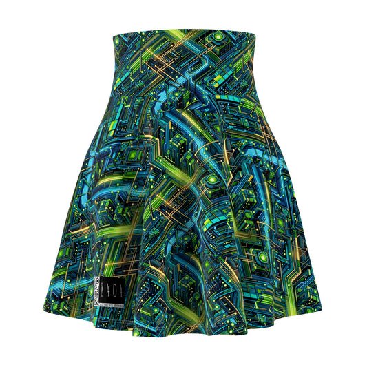 Tech-Infused Neon Tech-Forward Streetwear Women's Skater Skirt - 8404 Design-54