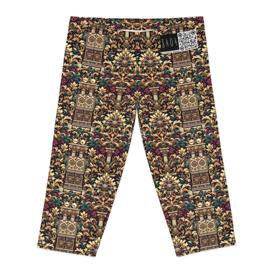 Digital Renaissance Modern Baroque Fusion Women's Capri Leggings - 8404 Design-57