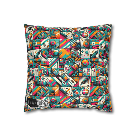 Graffiti Fusion Modern Street Art Fusion Spun Polyester Square Pillowcase - 8404 Design-58