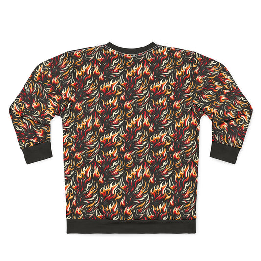 Fire & Flames Bold Streetwear Statement Sweatshirt - 8404 Design-60