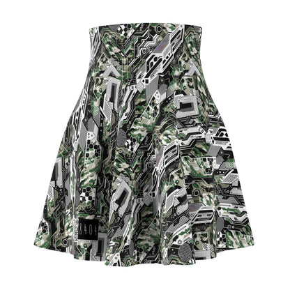 Tech Camo Fusion Tech-Forward Streetwear With a Futuristic Edge Women's Skater Skirt - 8404 Design-46