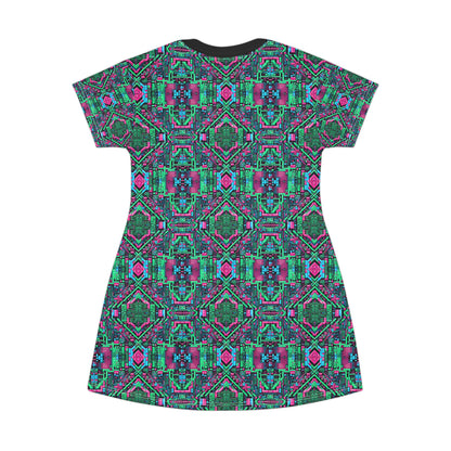 Digital Glitch Vibes Tech-Inspired Streetwear T-Shirt Dress - 8404 Design-71