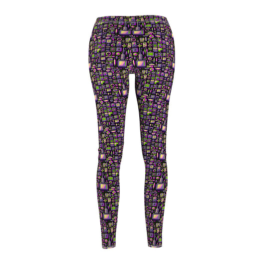 Digital Nostalgia Remix Modern Vintage Fusion Women's Cut & Sew Casual Leggings - 8404 Design-67