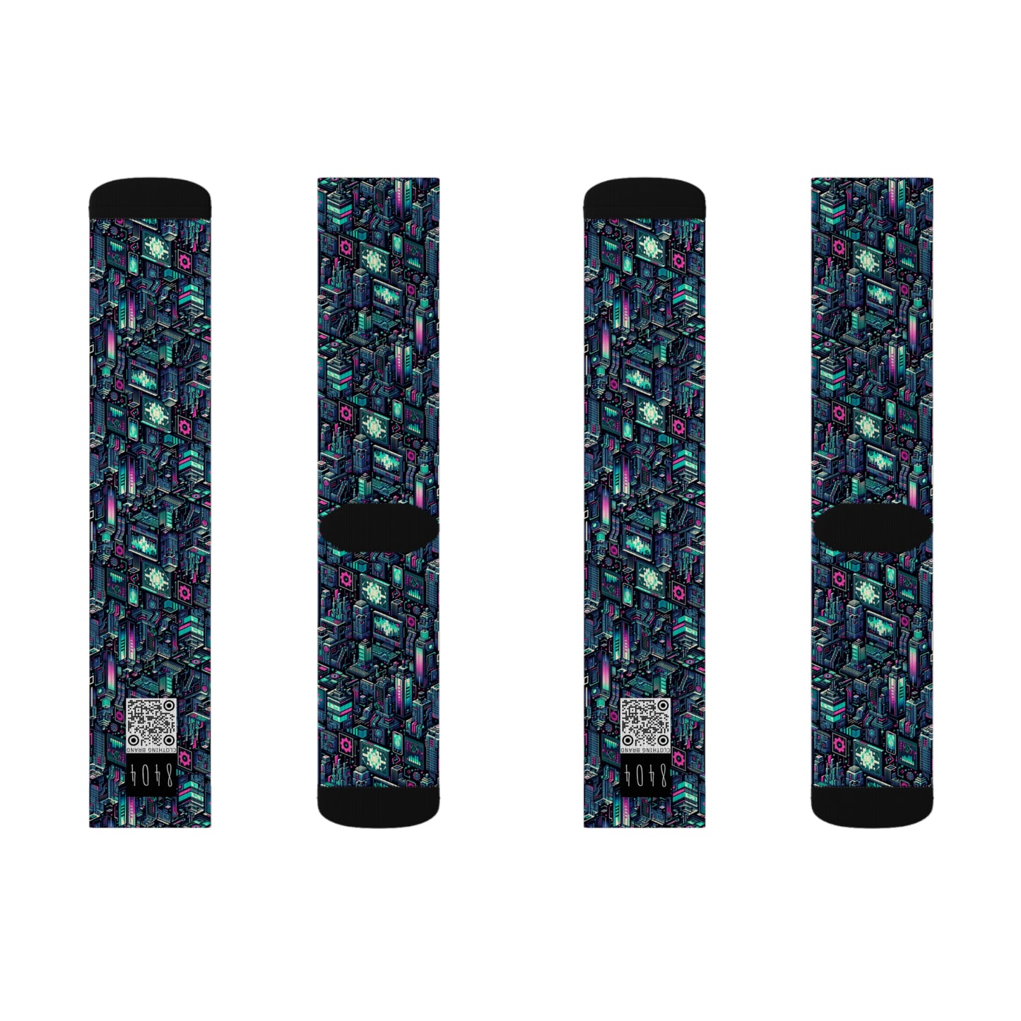 Digital Rebellion Tech-Inspired Streetwear Sublimation Socks - 8404 Design-58