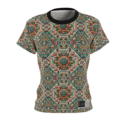 Cultural Fusion Tech Blend of Cultural Heritage With Tech-Inspired Elements Women's Cut & Sew Tee - 8404 Design-74