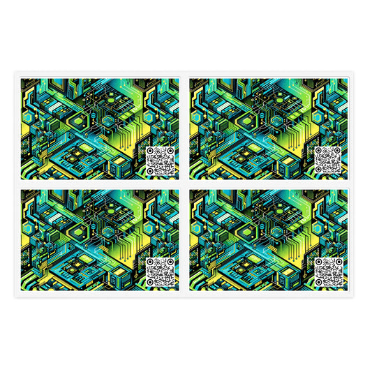 Tech-Infused Neon Tech-Forward Streetwear Sticker Sheets - 8404 Design-38