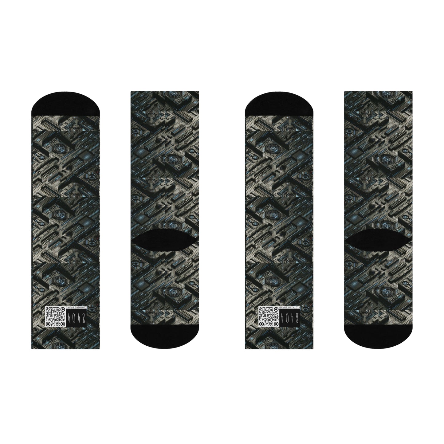 Tech Noir Futuristic Tech Aesthetic with a Dark Twist Cushioned Crew Socks - 8404 Design-53