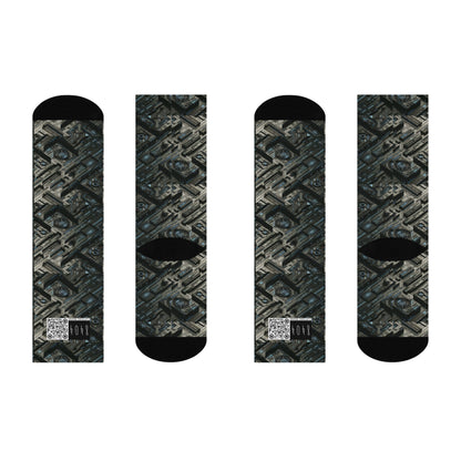 Tech Noir Futuristic Tech Aesthetic with a Dark Twist Cushioned Crew Socks - 8404 Design-53