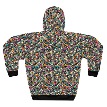 Urban Graffiti Fusion Eclectic Street Art Meets Modern Tech Culture Pullover Hoodie - 8404 Design-55