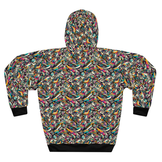 Urban Graffiti Fusion Eclectic Street Art Meets Modern Tech Culture Pullover Hoodie - 8404 Design-55