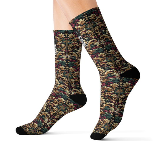Digital Renaissance Modern Baroque Fusion Sublimation Socks - 8404 Design-57