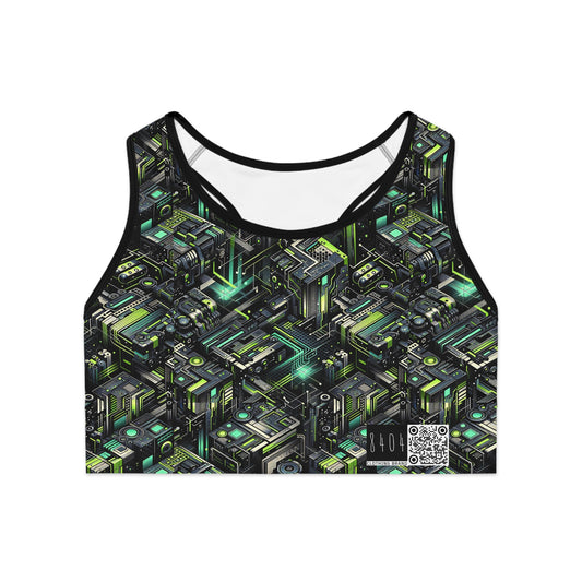 Tech-Infused Graphics Tech-Forward Streetwear Sports Bra - 8404 Design-47