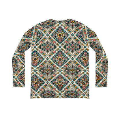 Cultural Fusion Tech Blend of Cultural Heritage With Tech-Inspired Elements Women's Long Sleeve V-Neck Shirt - 8404 Design-64