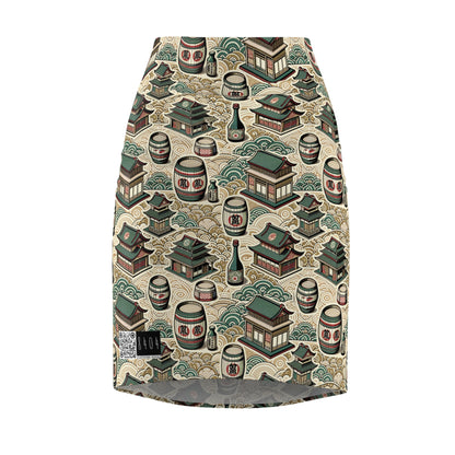 Cultural Artisanal Fusion Contemporary Cultural Elegance Women's Pencil Skirt - 8404 Design-68